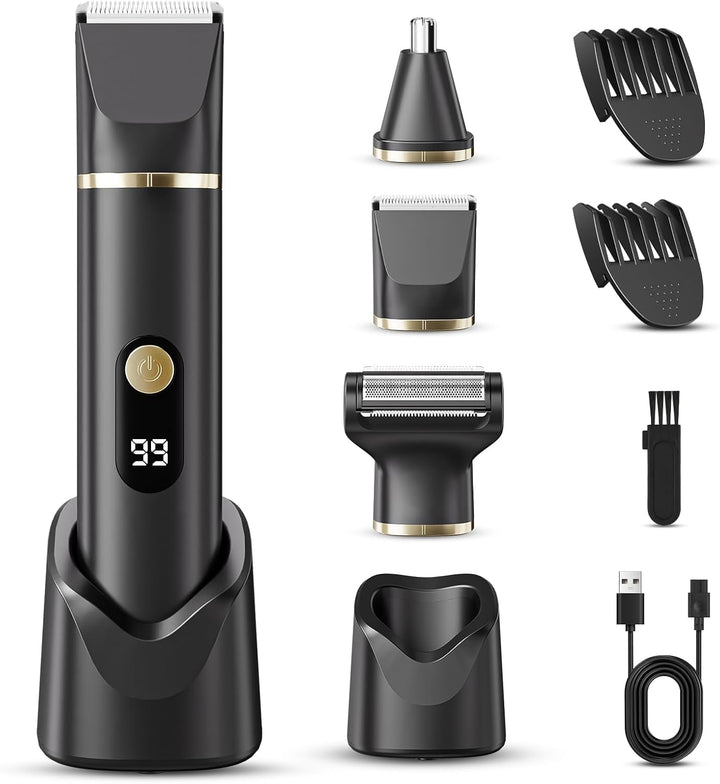 Cortadora de barba para hombres, afeitadora eléctrica IPX7 resisten...