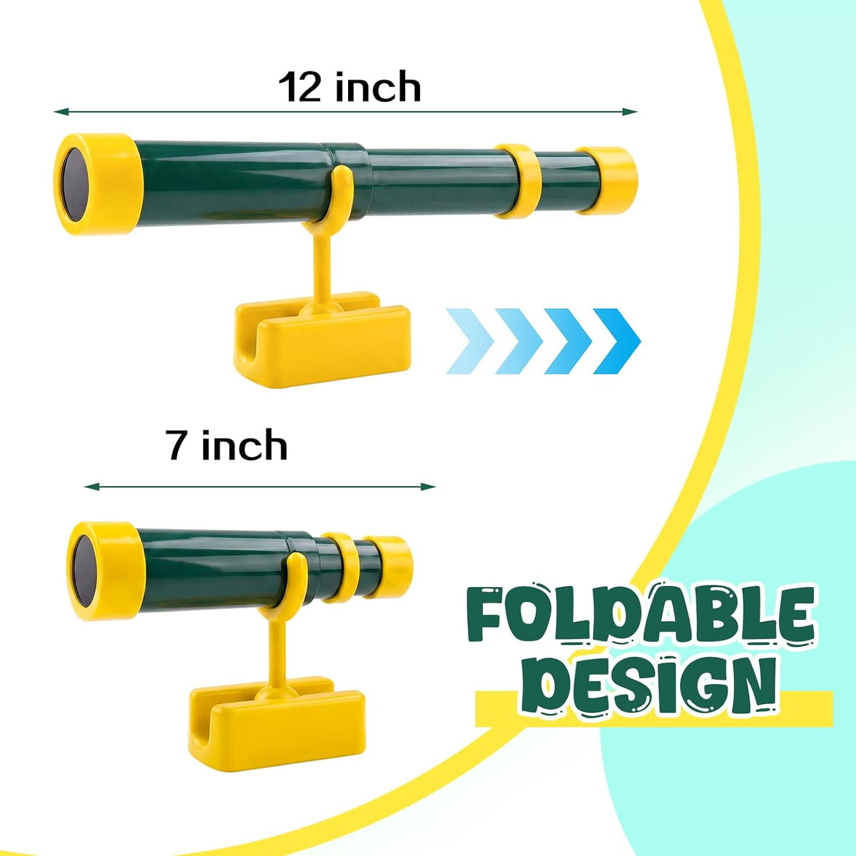 2 piezas de telescopio de casa del árbol para niños, accesorios de juego, verde, amarillo