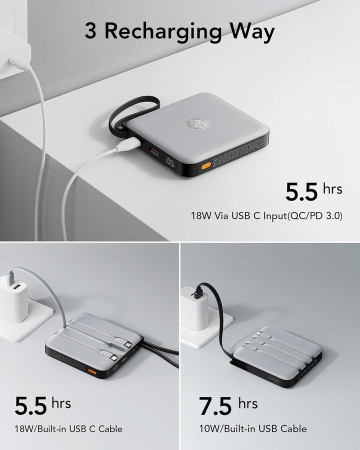 VRURC Cargador de teléfono portátil de 20000mAh con 4 cables integr...