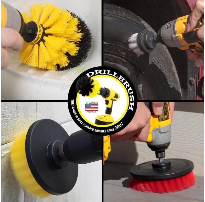 Drillbrush Juego de accesorios para cepillos de taladro, cepillo limpiador eléctrico para bañera, azulejos, ducha y lechada, cepillos de limpieza domésticos multiusos para taladro, cepillos de