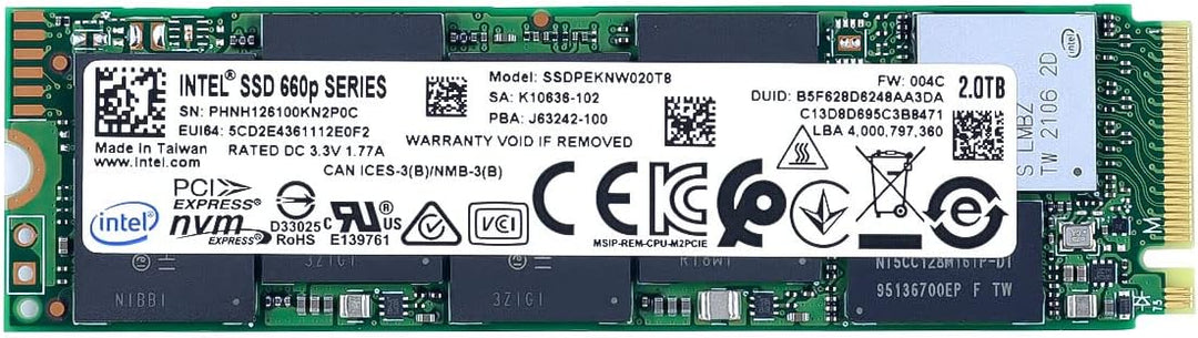 Intel 660p Series M.2 2280 2TB PCIe NVMe 3.0 x4 3D2, QLC Unidad de...