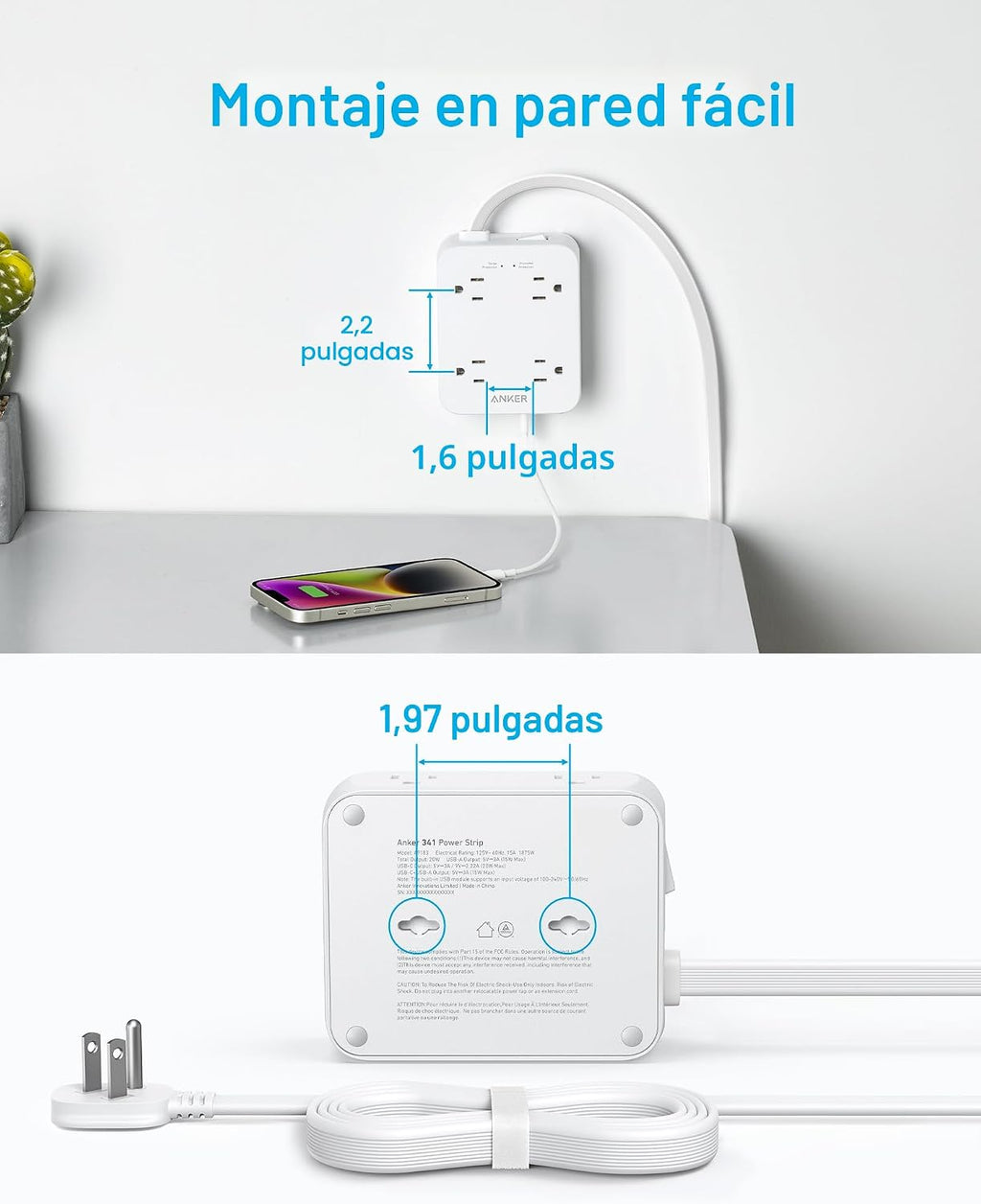 Anker - Regleta de alimentación con protector de sobretensiones 2000J