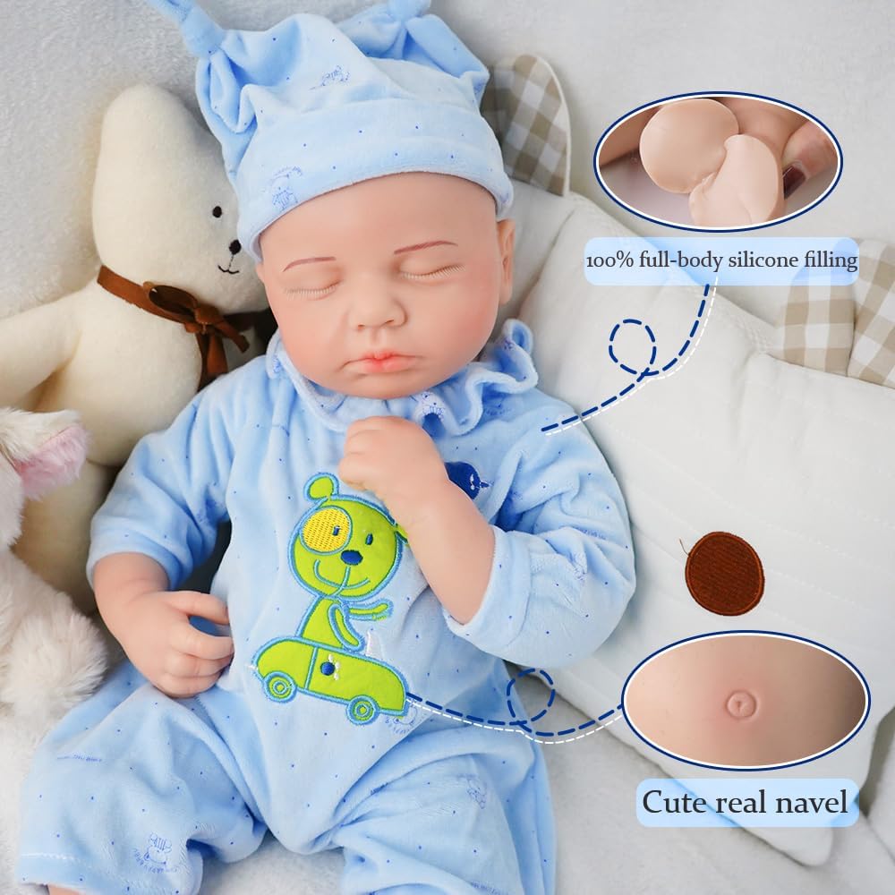 FemmeForm Niño de 18.5 pulgadas, Muñecas de bebé Reborn de silicona...