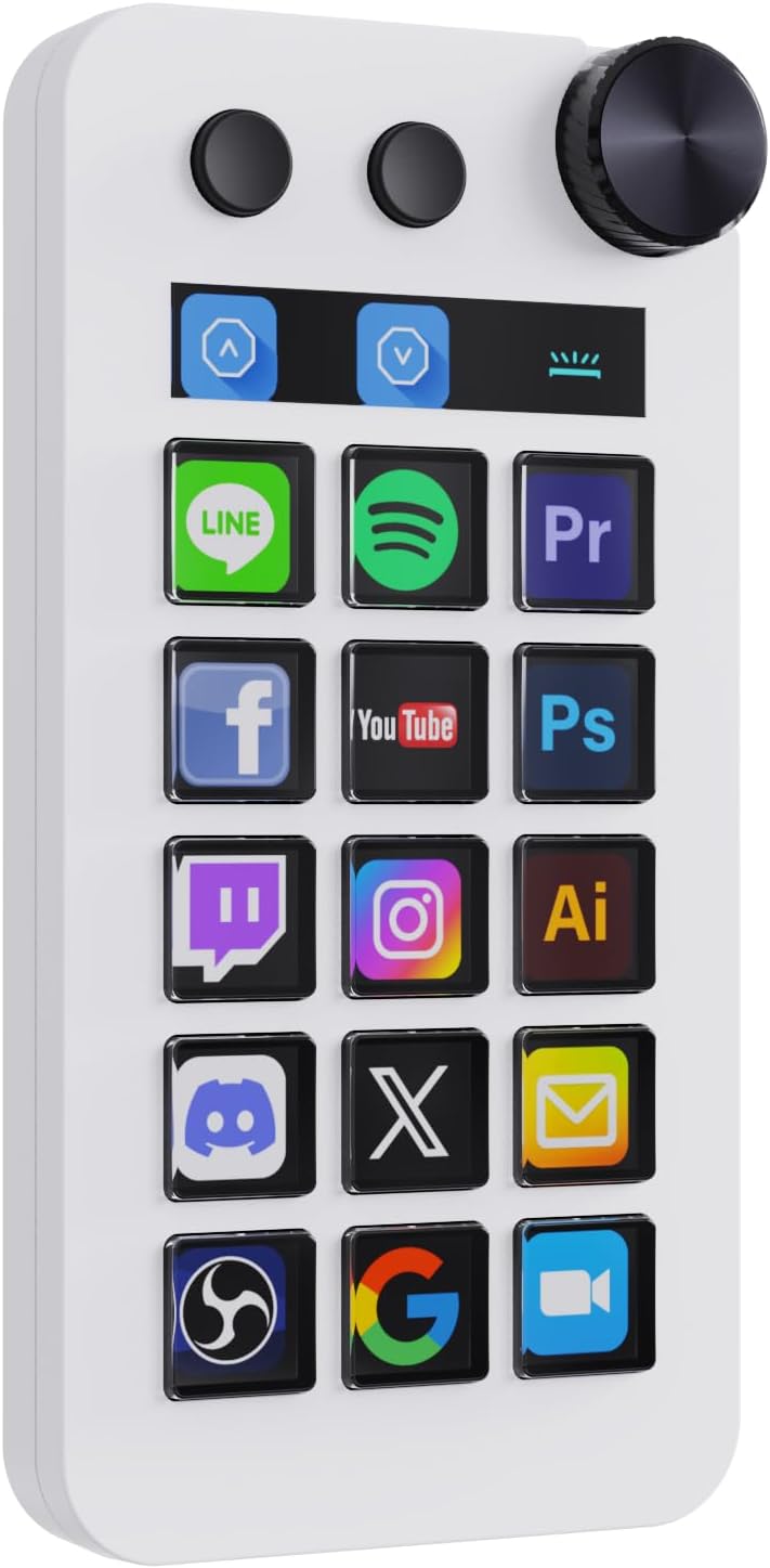 TreasLin VSDinside Deck de Control para Transmisión con Teclado Macro y 18 Teclas Macro Personalizables, compatibilidad con Modo Numérico/Calculadora/Control de Transmisión para Activar Acciones en OBS, Twitch, YouTube para Creadores de Contenido y