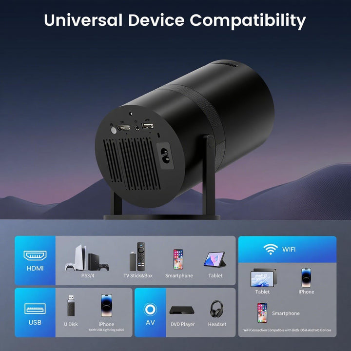 Mini proyector portátil con WiFi y Bluetooth, compatible con proyec...