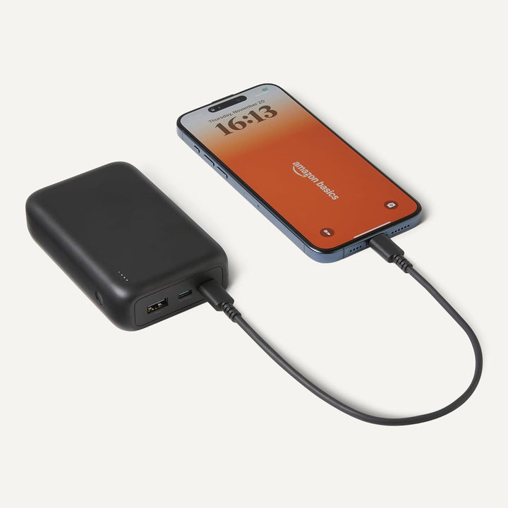 Amazon Basics Cargador portátil de alta capacidad con salida de 3 p...