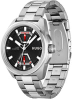 HUGO #Expose 1530242 - Reloj multifunción de acero inoxidable y pulsera de eslabones para hombre, color: plateado (modelo: 1530242)