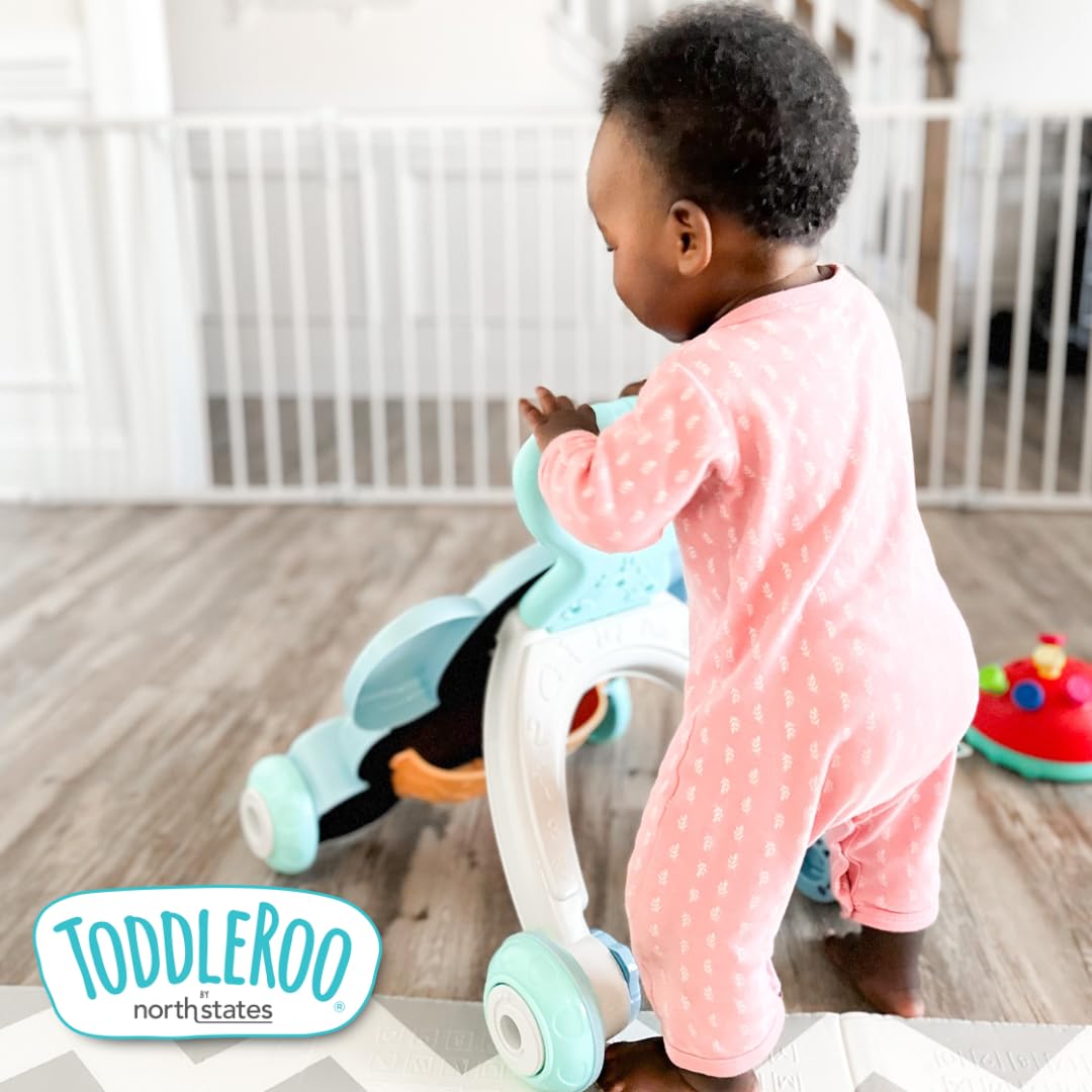 Toddleroo by North States - Patio de juegos 3 en 1 de metal Superyard para bebé: corral de 6 paneles, puerta de seguridad o cerca de bebé extra ancha - Cierra hasta 10 pies cuadrados - 30 pulgadas de
