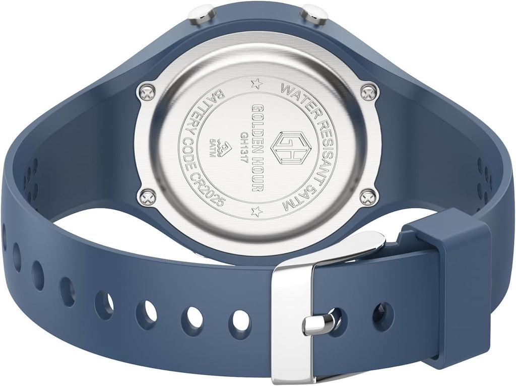 GOLDEN HOUR Reloj deportivo impermeable para mujer con cronógrafo digital y correa de silicona