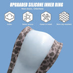 Funda para volante con anillo interior de silicona, no tóxica, sin olor, con patrón que no se decolora, universal de 14.5 a 15 pulgadas (estampado de leopardo gris)