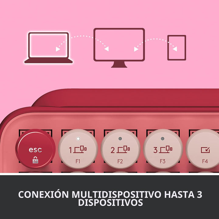 Logitech POP Teclado inalámbrico mecánico con teclas de emojis pers...