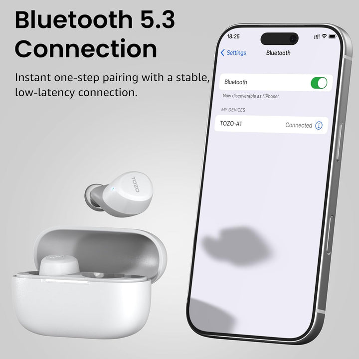 TOZO Auriculares inalámbricos A1 Bluetooth 5.3 de peso ligero en el...