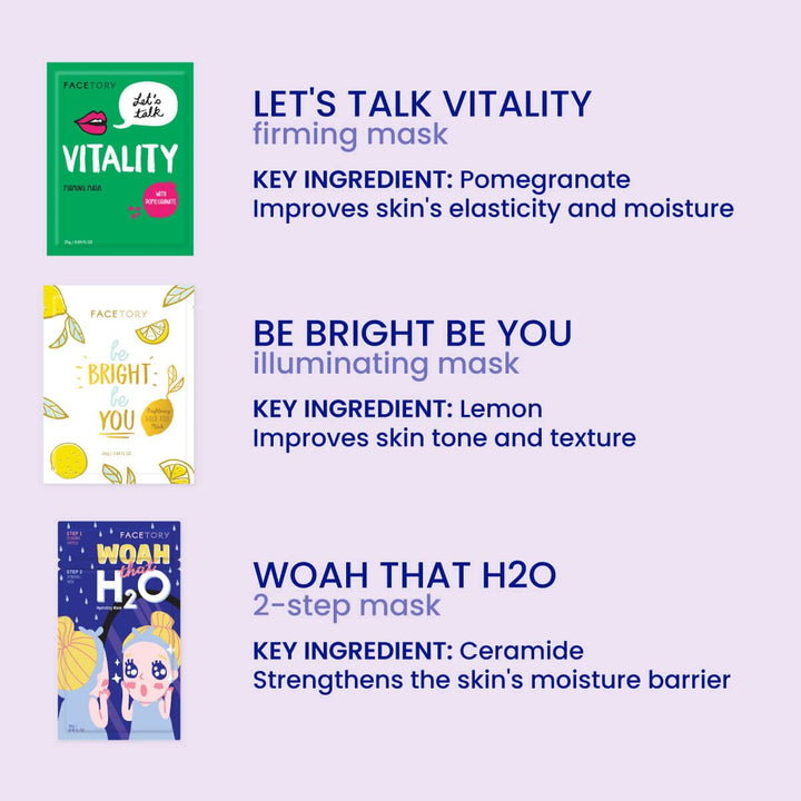 FACETORY K Beauty - Mascarilla facial para el cuidado de la piel, l...