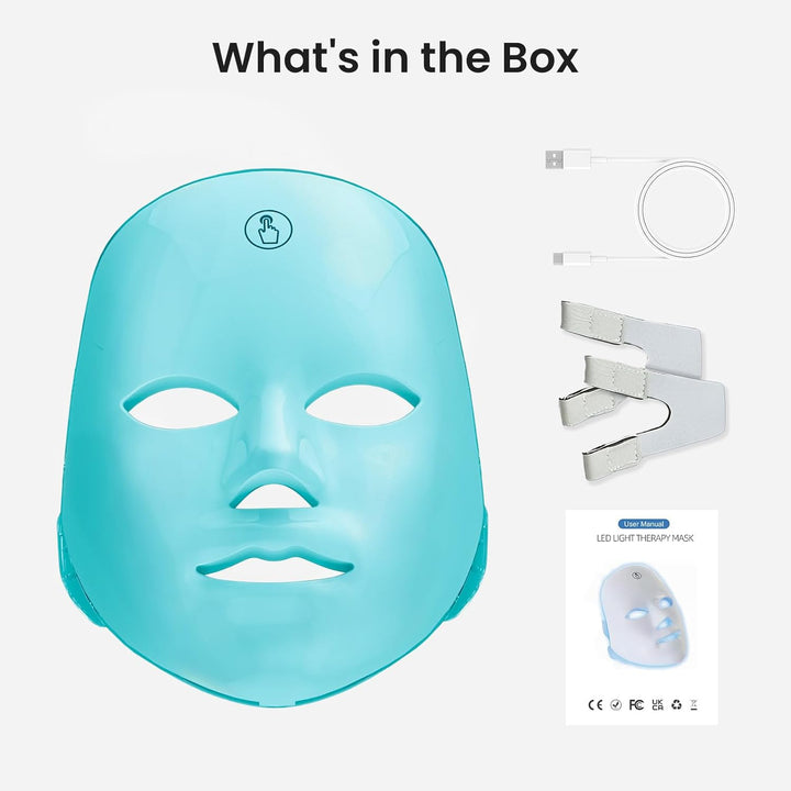 SUERBEATY Máscara de luz roja para cara, 7-1 colores de luz roja, c...