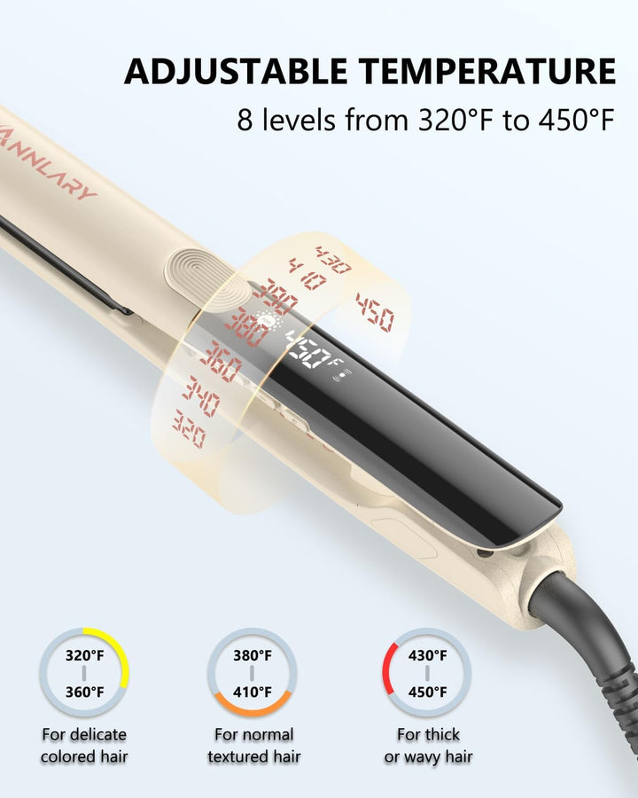 Annlary - Plancha de pelo de 1 pulgada y rizador de pelo de titanio...