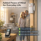 HENDUN Alarmas de Puerta Cuando Se Abren con Control Remoto, Campanas y Timbres de Puerta, Sensor de Seguridad para Puerta (Paquete de 2, Todas las Baterías Incluidas)