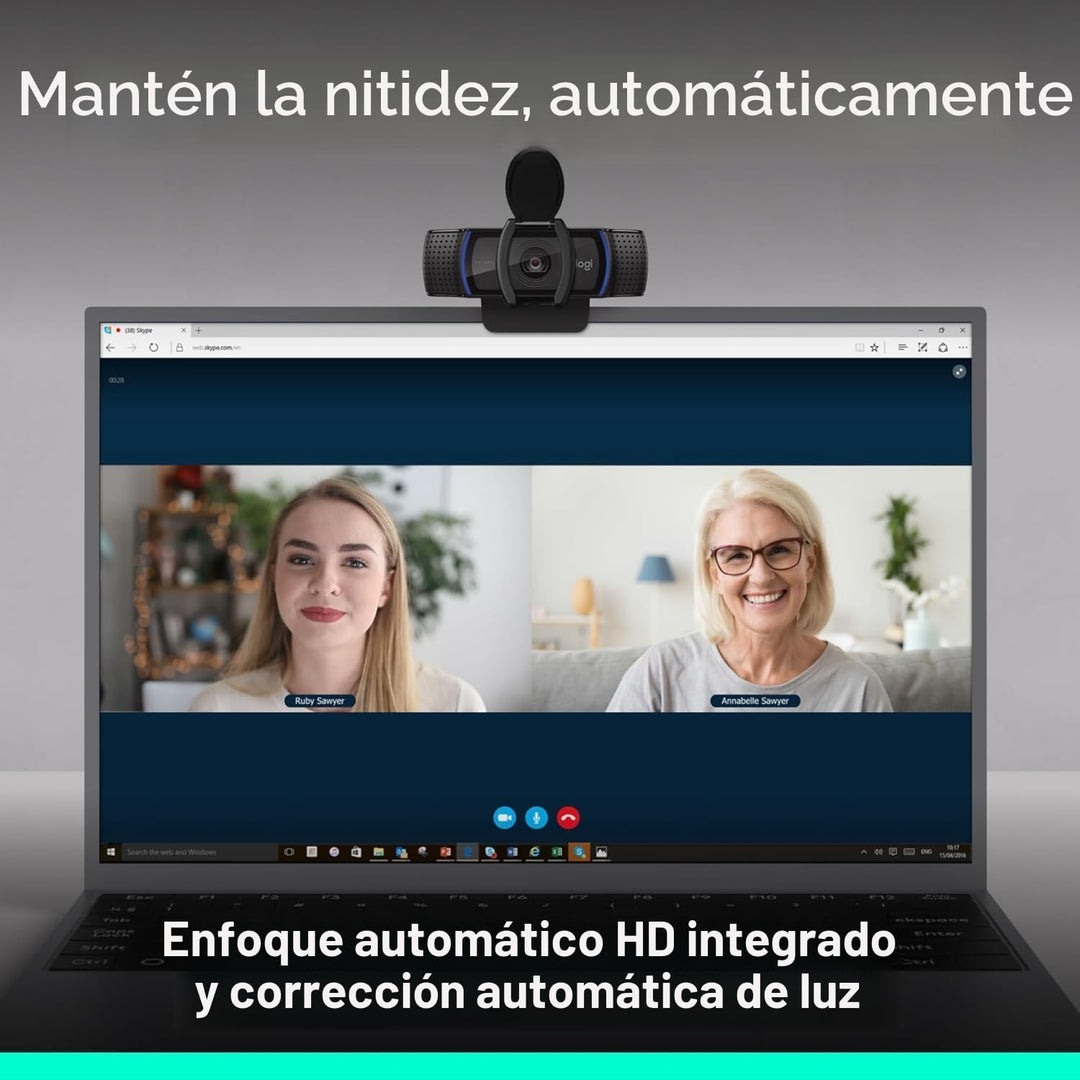 Logitech C920e HD 1080p Cámara web con micrófono habilitado, certif...