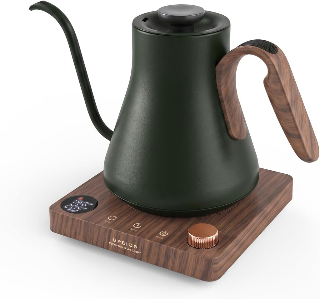 Epeios Hervidor Eléctrico Gooseneck con Control de Temperatura de 1°F, 1200W, 0.9L, Verde