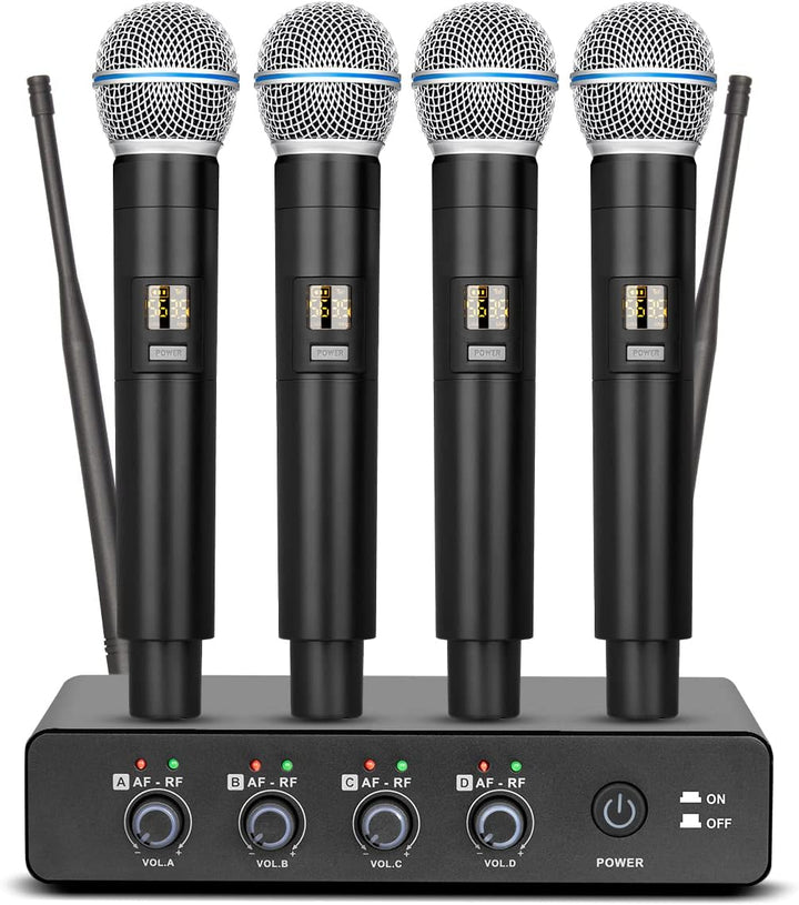 Depusheng R6 Micrófono inalámbrico profesional UHF sistema 4 canale...