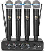 Depusheng R4 - Micrófonos inalámbricos para karaoke profesional, 4 canales, 4 Micrófono de mano