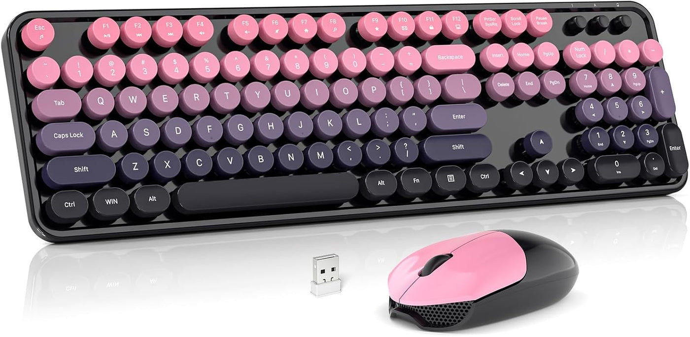 MOWUX - Combo de teclado y mouse inalámbricos, máquina de escribir...