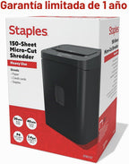 Staples - Trituradora de papel microcortada de 150 hojas, autoalimentada