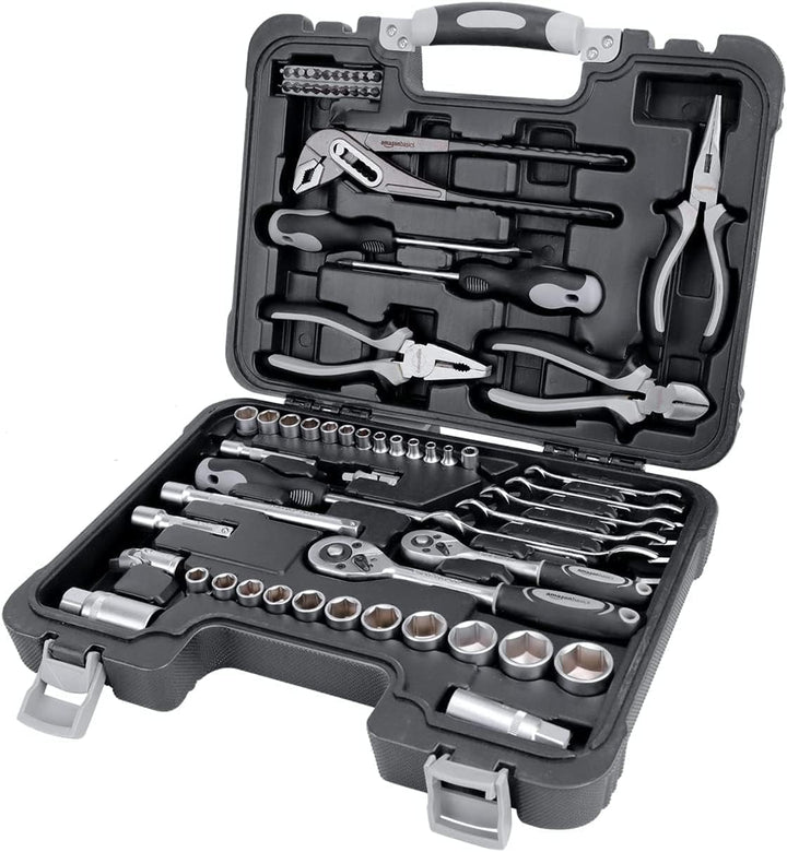 Amazon Basics Juego de herramientas manuales de mecánico y reparaci...