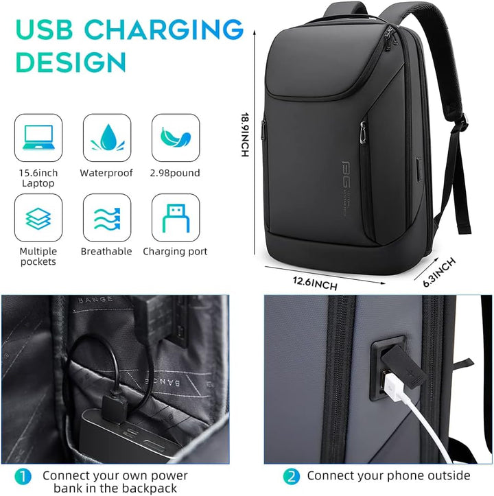 BANGE Mochila inteligente de negocios, impermeable, para laptop de...