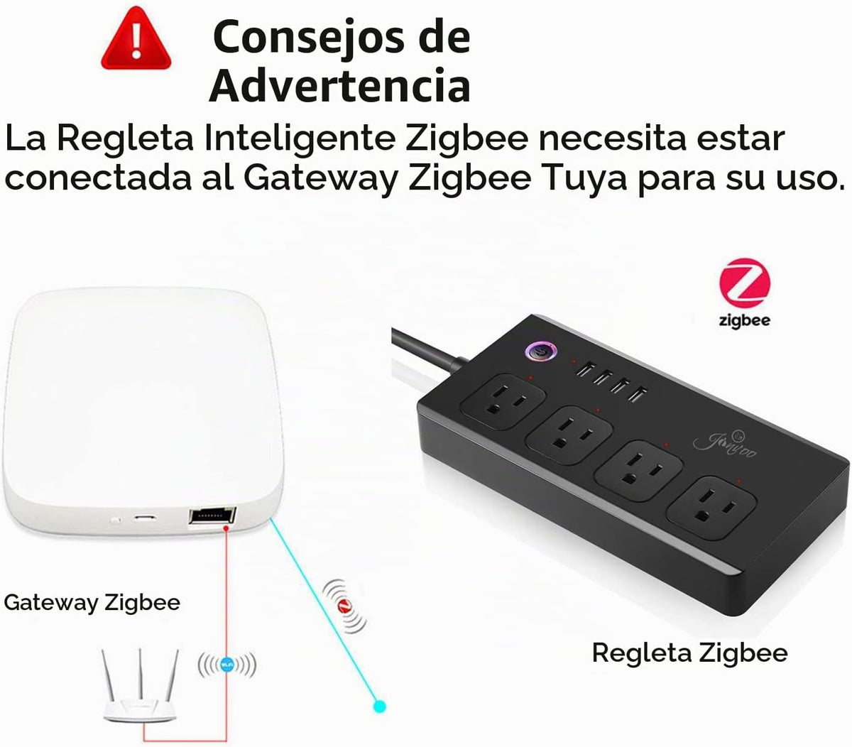 XENON ZigBee - Regletas de corriente, voz/aplicación/temporizador, 4 tomas de corriente controladas individualmente, compatibles con Alexa Google Home, Need ZigBee Gateway Hub