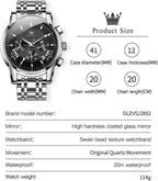 OLEVS Relojes para Hombre de Lujo a prueba de agua Lúminosos de lectura fácil Cronógrafo Con Esmalte Dorado Completo / Blanco Dial / Cara Negra Calendario Pulsera Relojes