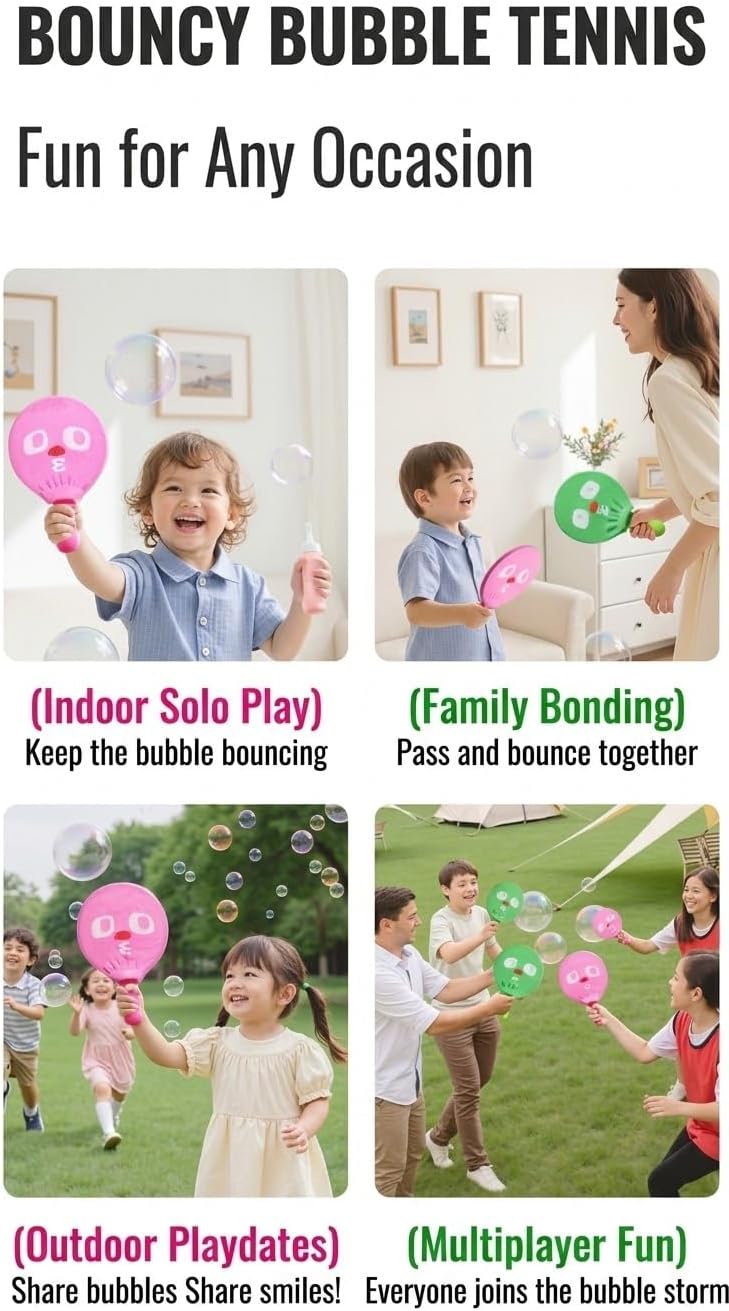Kit de máquina mágica de burbujas de humo para niños, burbujas elásticas con raquetas y guantes de punto, varita de burbujas antiniebla 10 en 1 con luces y música, regalo sensorial recargable para