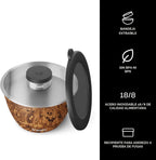 Kit de tazón para ensalada de acero inoxidable S’well de 64oz, acabado en madera de teca, incluye contenedor de condimentos de 2oz y bandeja extraíble, a prueba de fugas y fácil de limpiar, apto para