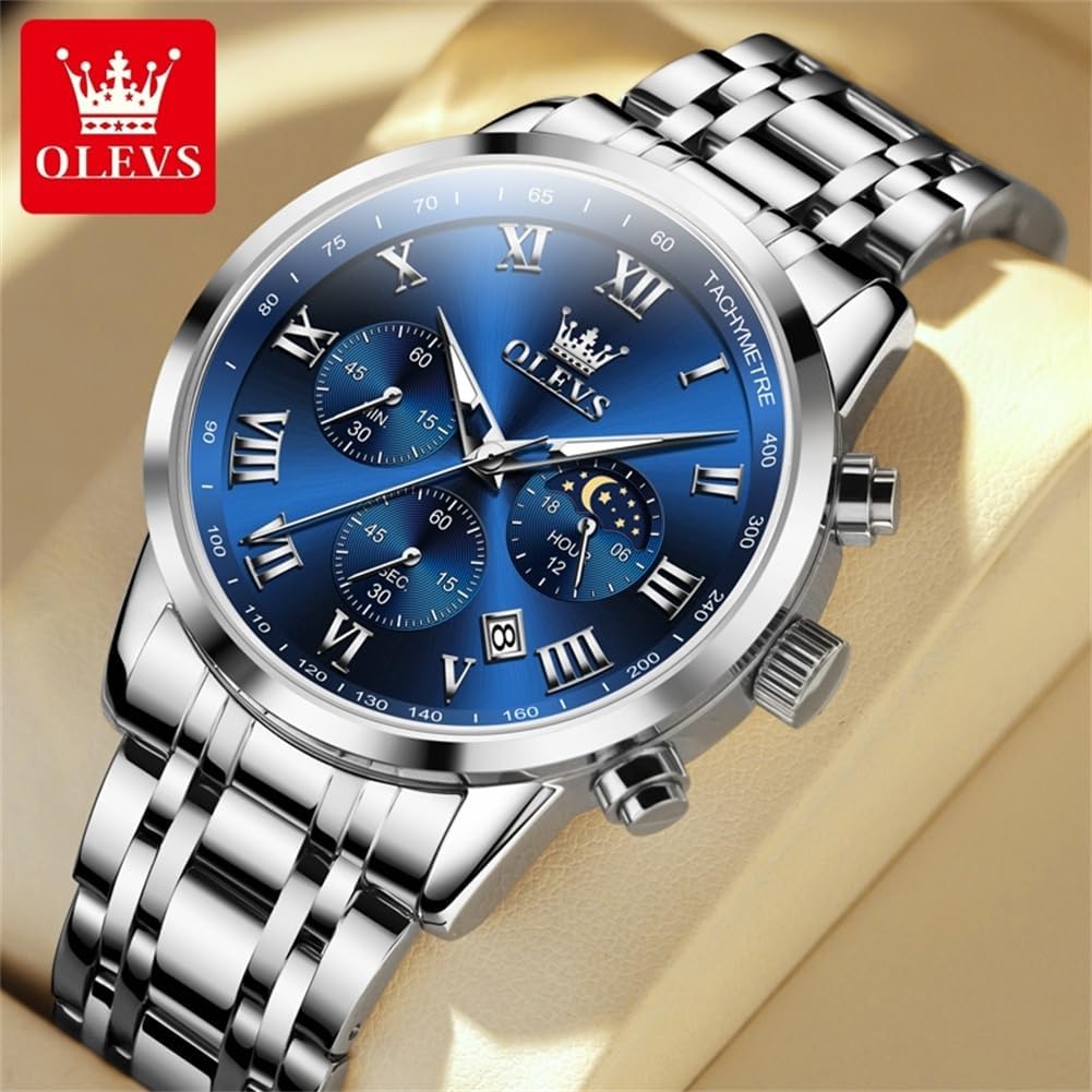 OLEVS Reloj multifunción para hombre, cronógrafo luminoso impermeable con