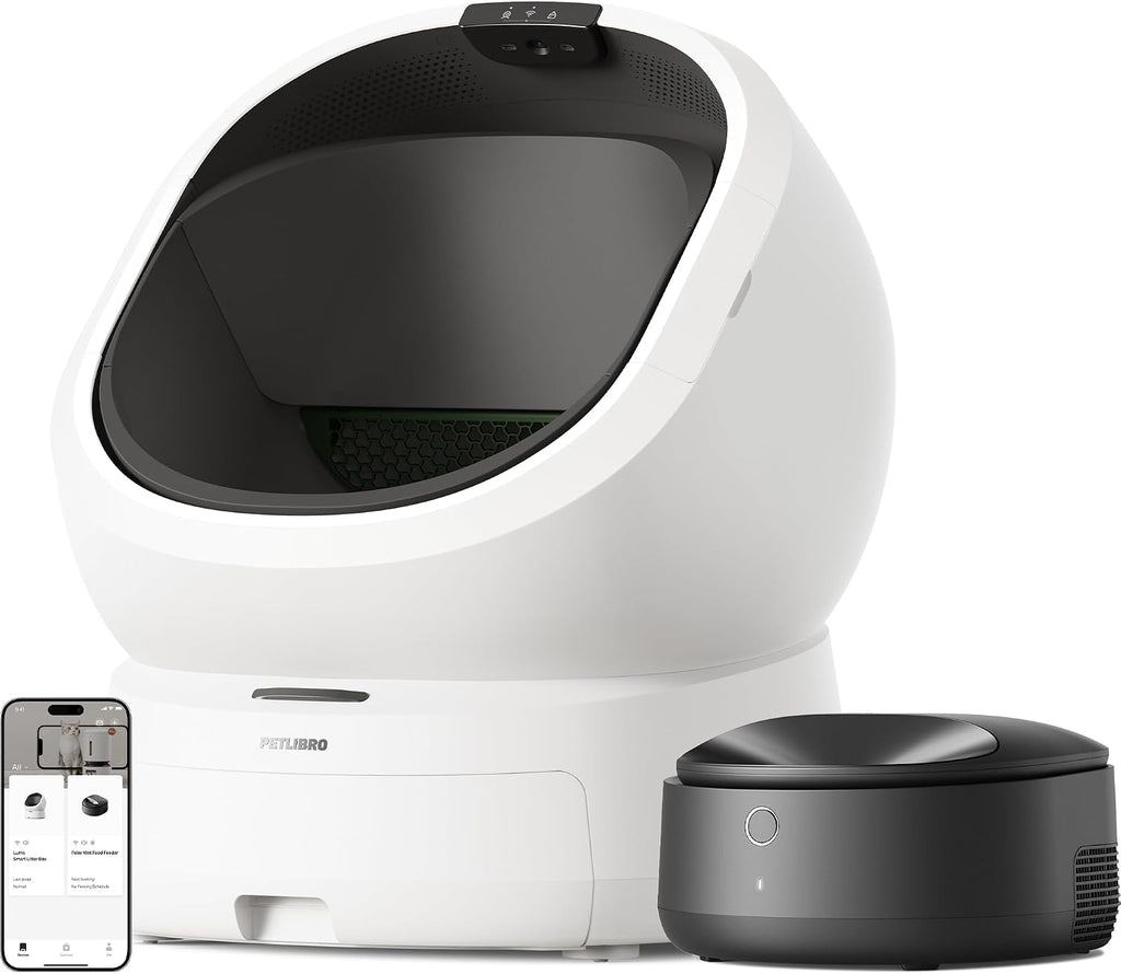 PETLIBRO Caja de arena automática y comedero para gatos para alimentos húmedos y caja de arena autolimpiante con análisis de residuos de IA y reconocimiento de varios gatos