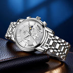 OLEVS Relojes para Hombres de Negocios de Acero Inoxidable, a Prueba de Agua, Estilo Casual Formal