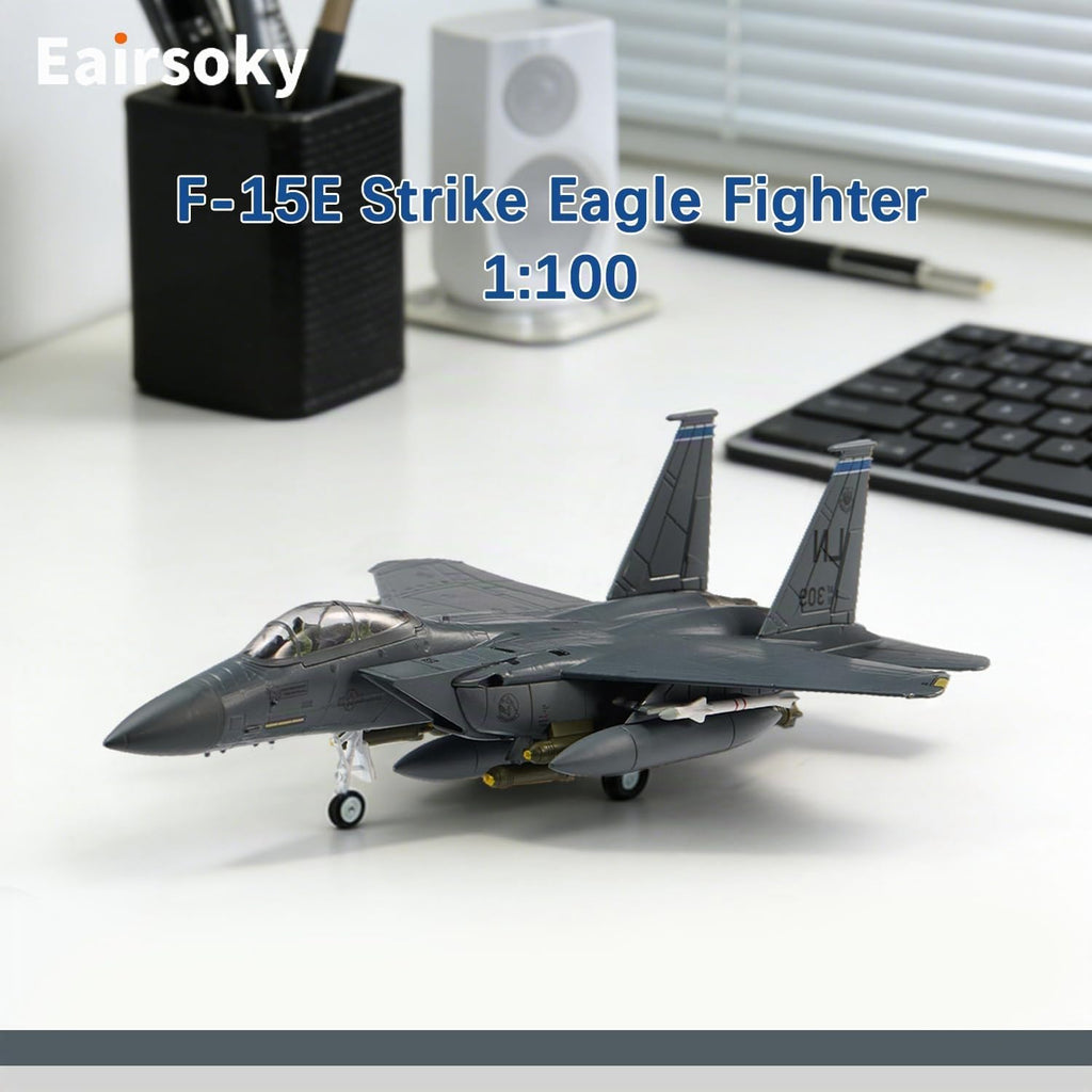Escala 1:100 F-15E Strike Eagle Modelo de Caza Militar de Metal Fundido a Presión para Colección o Regalo Cola LN
