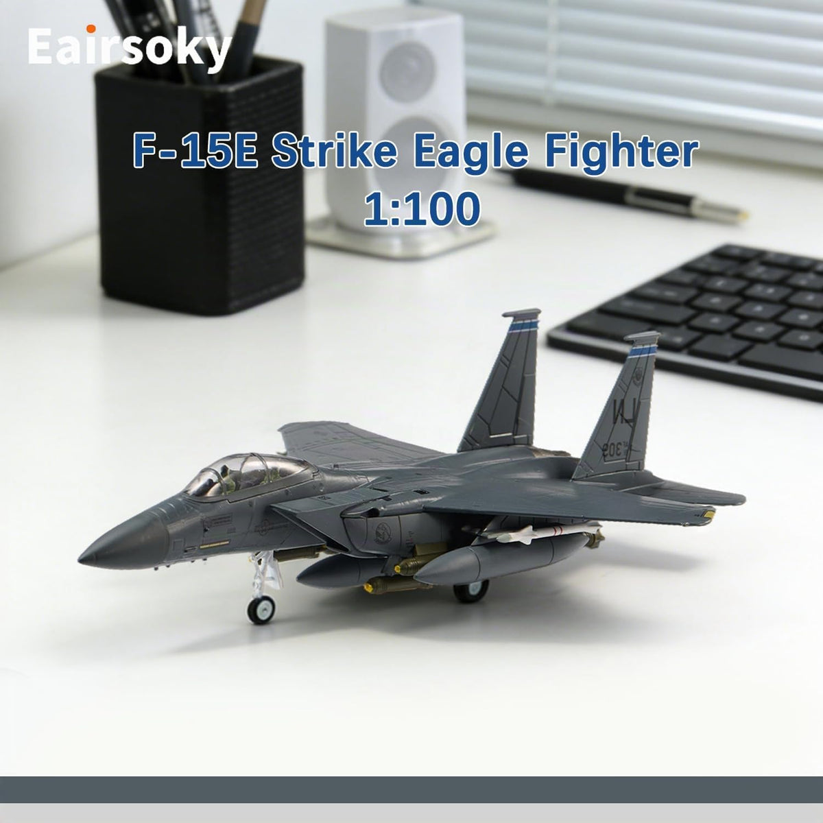 Escala 1:100 F-15E Strike Eagle Modelo de Caza Militar de Metal Fundido a Presión para Colección o Regalo Cola LN