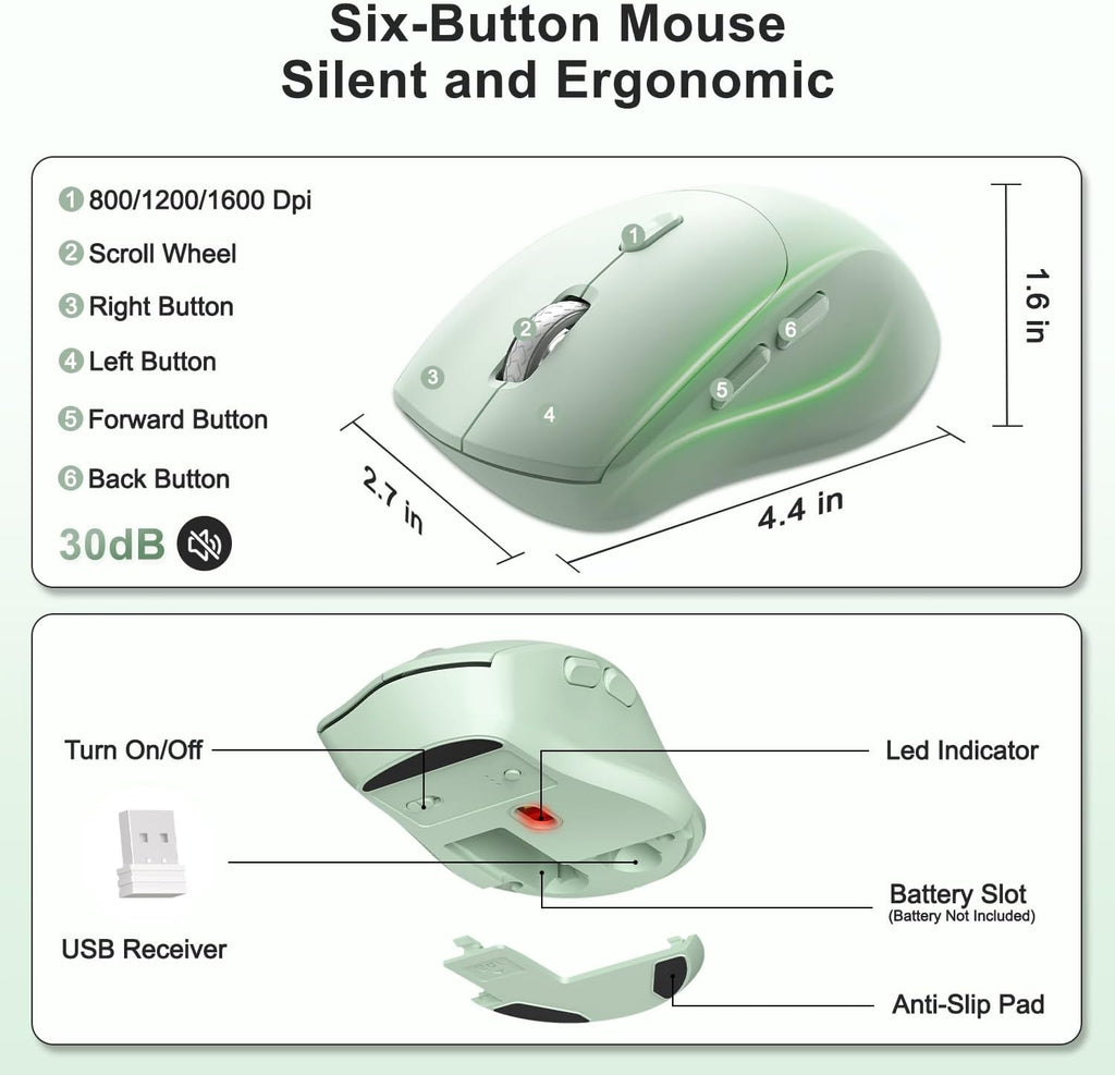 Combo de teclado y mouse inalámbricos, teclas de onda ergonómicas 2.4G