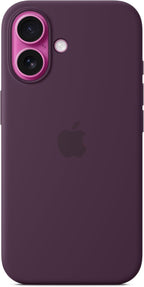 Funda de silicona Apple para iPhone 16 con MagSafe y control de cámara: funda ligera para teléfono, compatible con carga inalámbrica, acabado mate suave; Ciruela