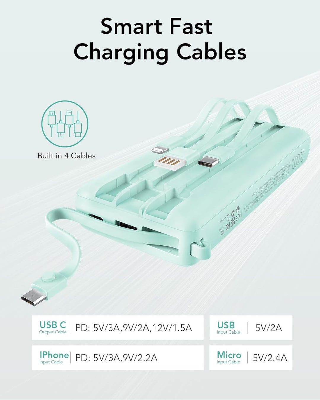 VRURC Cargador portátil de 20000mAh, Batería externa de carga rápid...