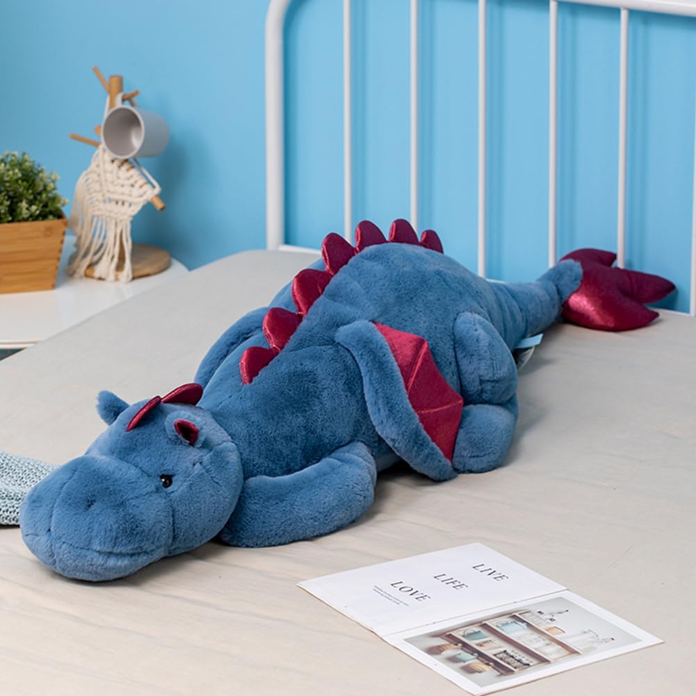 Animales de peluche pesados 4.5 kg 90 cm, animal de peluche de dragón pesado para niños y adultos, animales de peluche pesados para comodidad y relajación. Disponible en azul, rosa y verde