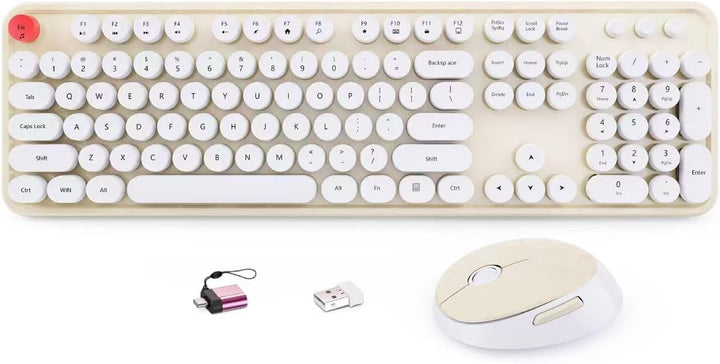 HotFox Combo de Teclado y Ratón Inalámbrico, Teclado Retro de Máqui...