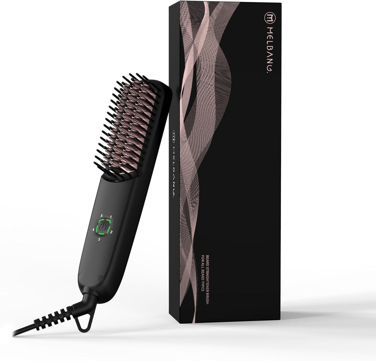 Alisador de barba para hombres, cepillo térmico para barba, peine iónico para barba con 5 ajustes de calor, alisado rápido antiquemaduras para barbas rizadas gruesas, kit de aseo de viaje