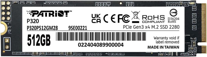 Patriot Memory P320 SSD interno de 512 GB - NVMe PCIe Gen 3x4 - M.2...