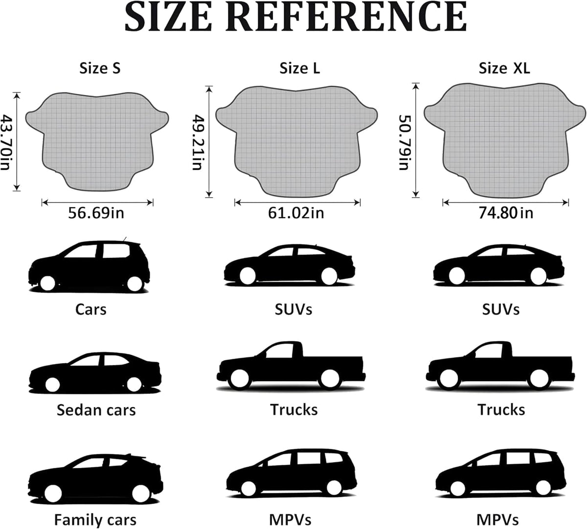 Protector contra nieve y hielo para parabrisas de automóvil, con bordes magnéticos, 4 capas de grosor, con cubiertas para espejos laterales, fácil de usar para coche, SUV, CRV y camionetas