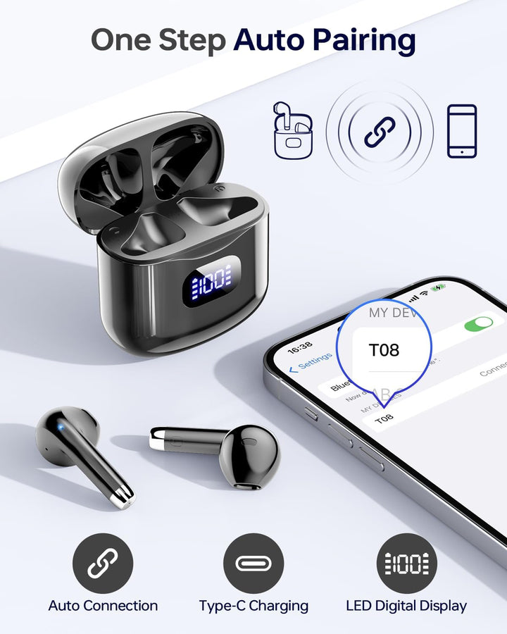 Auriculares inalámbricos Bluetooth 5.3, auriculares Bluetooth con e...