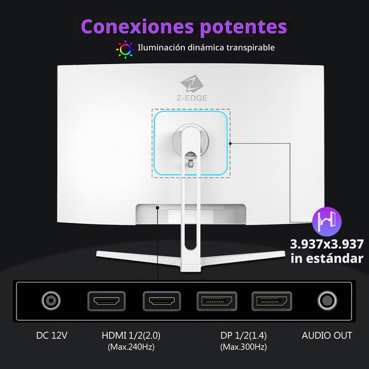 Z Z-EDGE Monitor de juegos curvo de 27 pulgadas, monitor de computa...