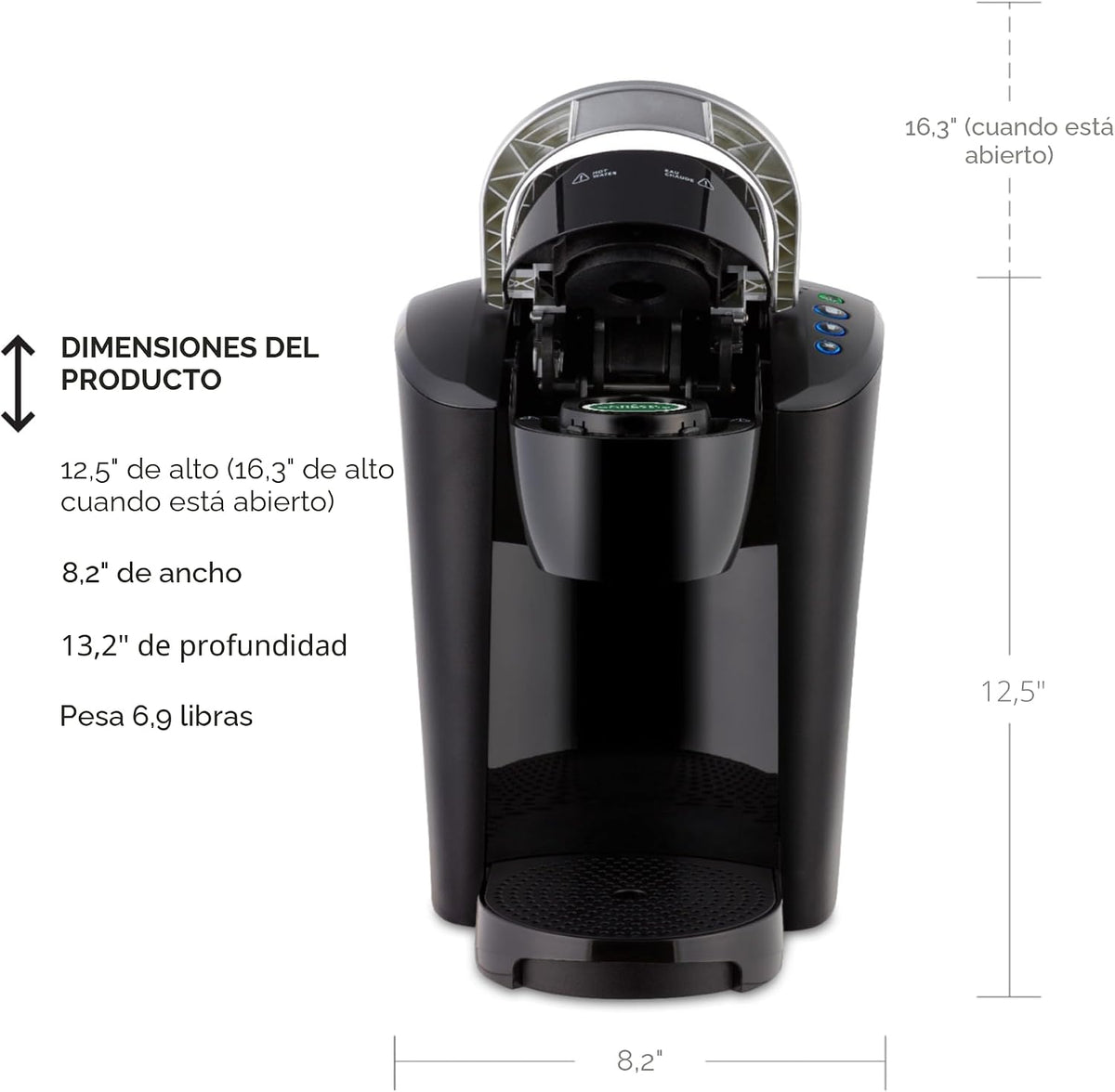 Keurig K-Compact - Cafetera de cápsulas K-Cup de una sola porción, con 3 tamaños de preparación, función Smart Start, depósito extraíble de 36 onzas, negro