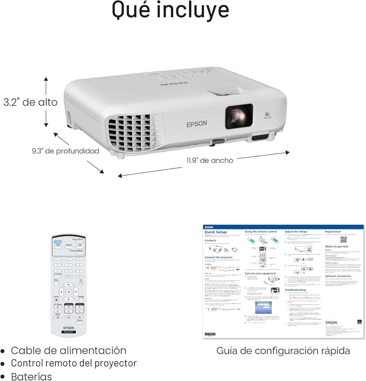 Epson EX3290 Proyector 3LCD WXGA de 3 chips, 4,000 lúmenes de alto...