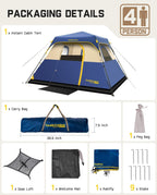 FanttikOutdoor Tienda de campaña para 4/6/8/10 personas, instalación instantánea en 60 segundos con lluvia y resistente al viento, portátil, con bolsa de transporte para camping familiar y senderismo, ventilación mejorada, azul marino